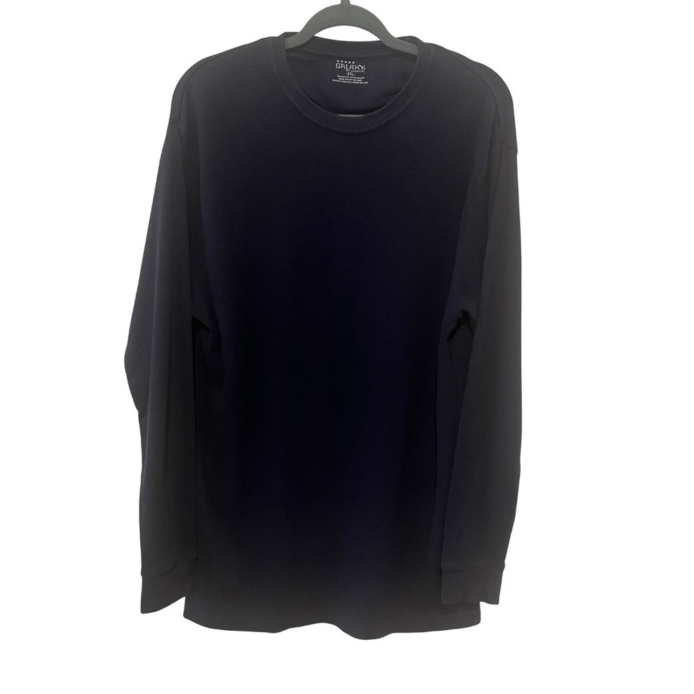 Galaxy by Harvic Mens 2XL Navy Blue Waffle Knit Thermal Long Sleeve Shirt (1174)